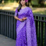 Lavender/Light Purple Haf-Silk Sharee DM005