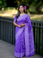 Lavender/Light Purple Haf-Silk Sharee DM005