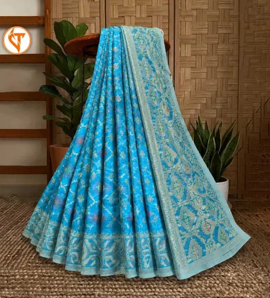 Sky Blue জরি জামদানি AP0014