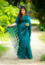 ট্র্যাডিশনাল হ্যান্ডলুম হাফসিল্ক জামদানি শাড়ি - Image 2