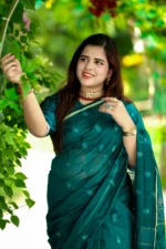 ট্র্যাডিশনাল হ্যান্ডলুম হাফসিল্ক জামদানি শাড়ি - Image 5