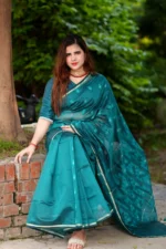 ট্র্যাডিশনাল হ্যান্ডলুম হাফসিল্ক জামদানি শাড়ি - Image 6